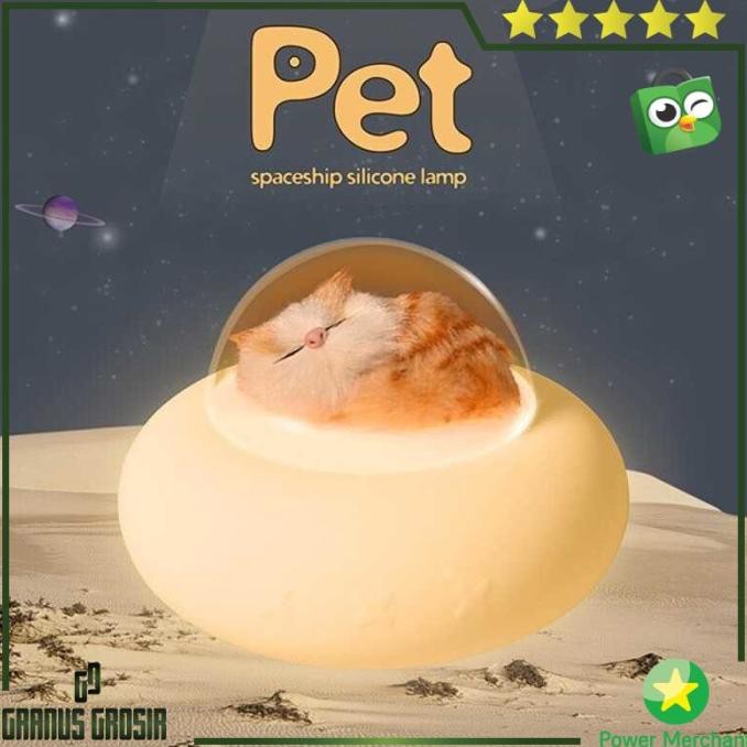 Lampu tidur LED Pesawat Luar Angkasa gambar kucing Night Lamp