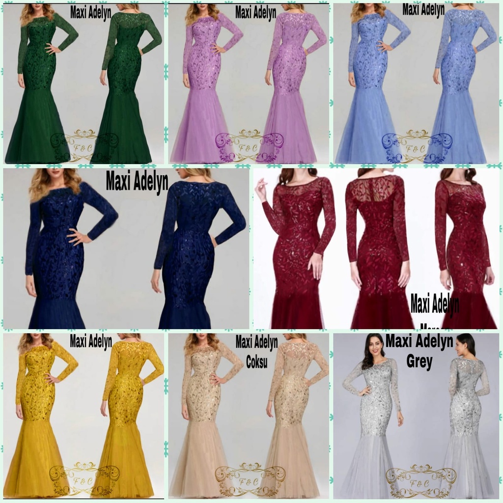 4 UKURAN M L XL XXL MAXY ADELYN FASHION PAKAIAN WANITA DRESS GAMIS MAXI TILE MUTIARA LAPIS FURING FEHM