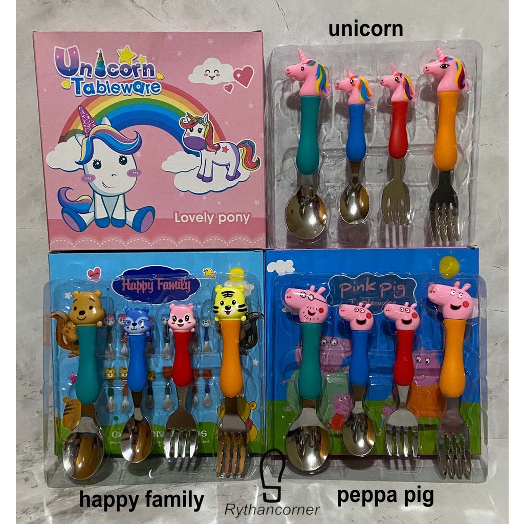 Sendok set karakter anak PEPPA PIG UNICORN