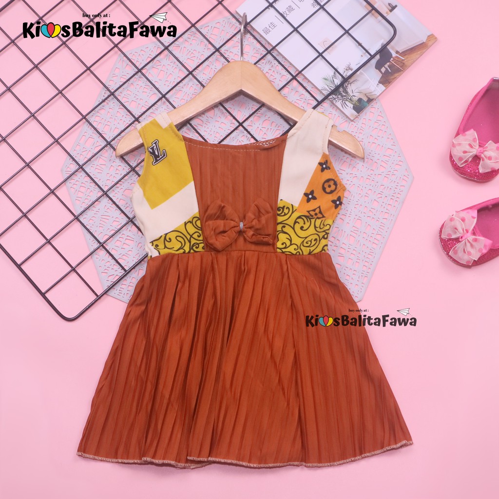 Dress Riani uk Bayi-4 Tahun / Dres Import Yukensi Anak Perempuan Baju Tanktop Pakaian Plisket Gaun