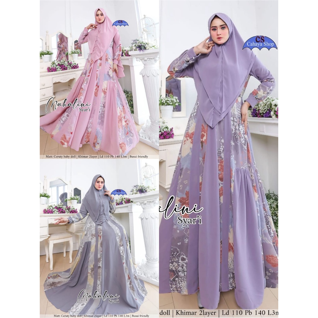 DELUNA SYARI / MAHALINI SYARI / RAYA FLOWER SYARI / GAMIS CERUTY SYARI SET MEWAH