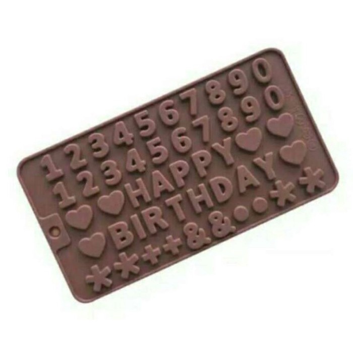 Cetakan Silikon Puding Coklat Es Silicone Happy Birthday Angka Letter Resin