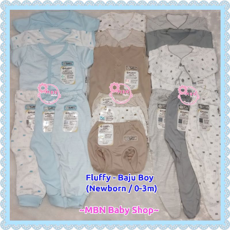 FLUFFY Paket Baju Bayi Fluffy Newborn Komplit Abu Grey Series Khaki Biru Blue Pink Kuning Hijau Tosca