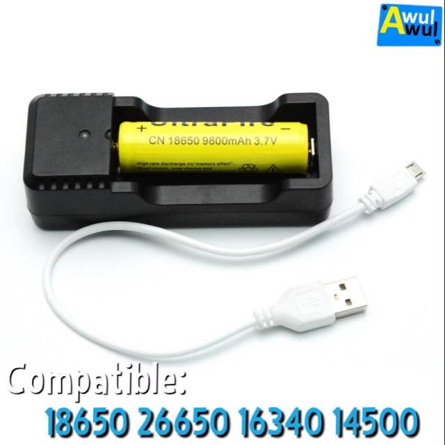 GS8 Charger / Cas Baterai Universal 18650 26650 16340 14500 + Kabel USB Fast