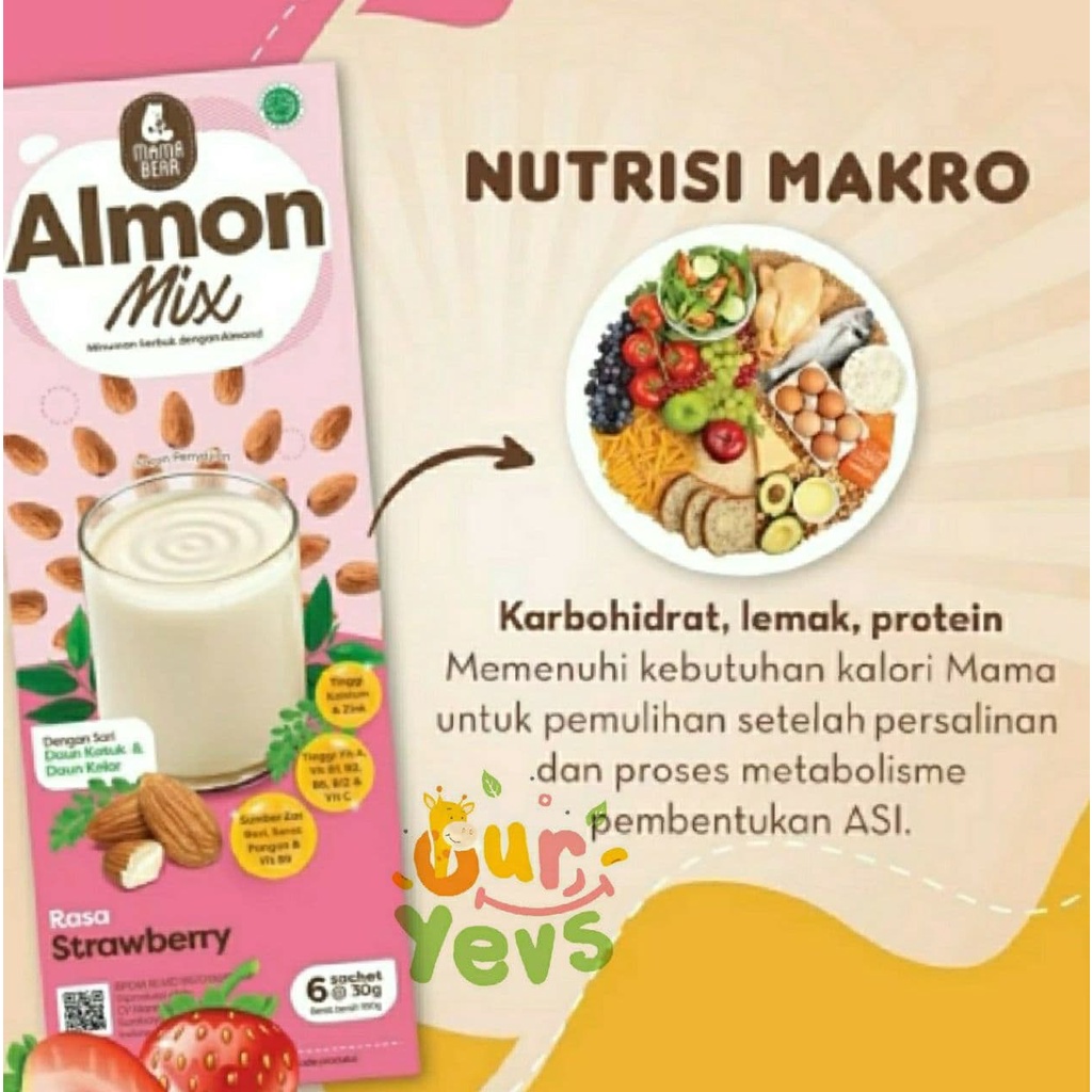 Mama Bear Almon Mix NEW FORMULA STRAWBERRY / Almonmix mamabear / mama bear almond/ ASI Booster / Pelancar ASI