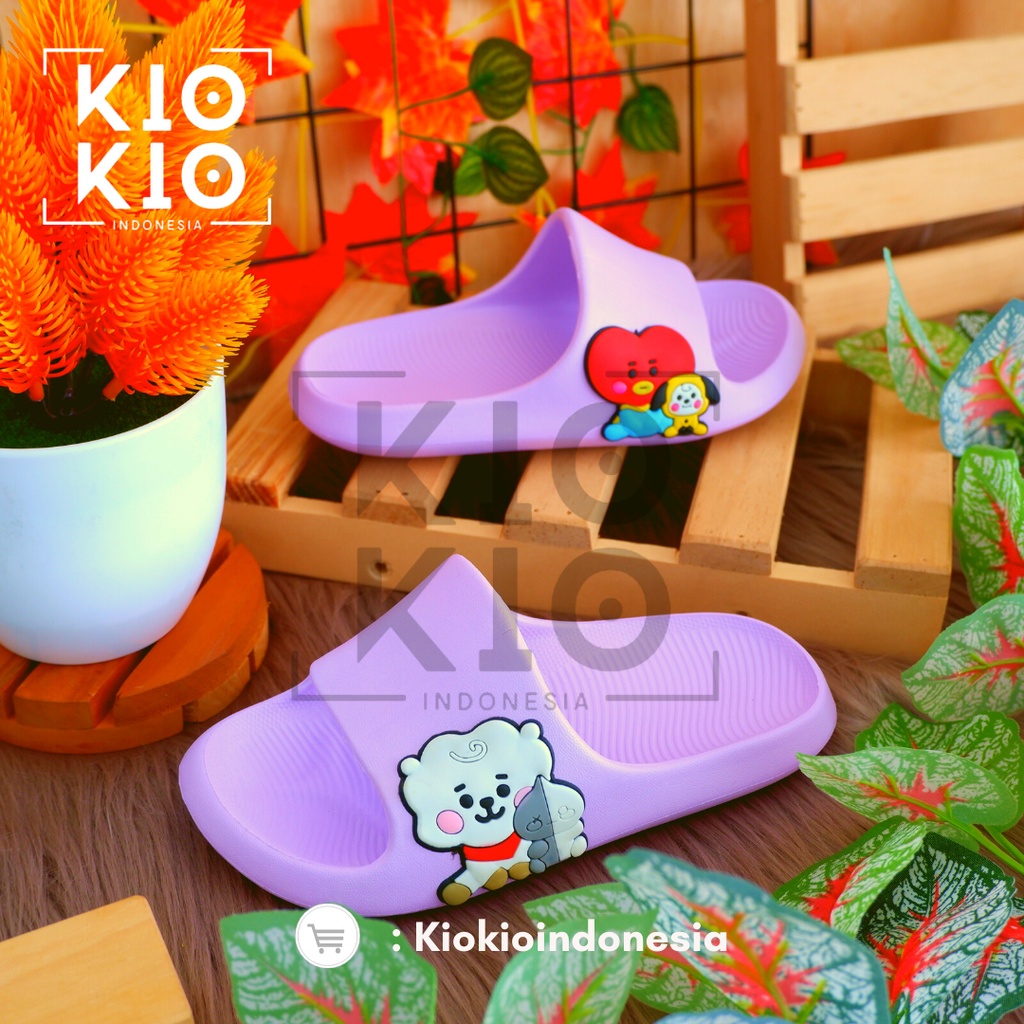 Sandal Slop Anak-Anak Karakter Bts Viral / Sendal Slop New Model Anti Licin Ringan dan Nyaman