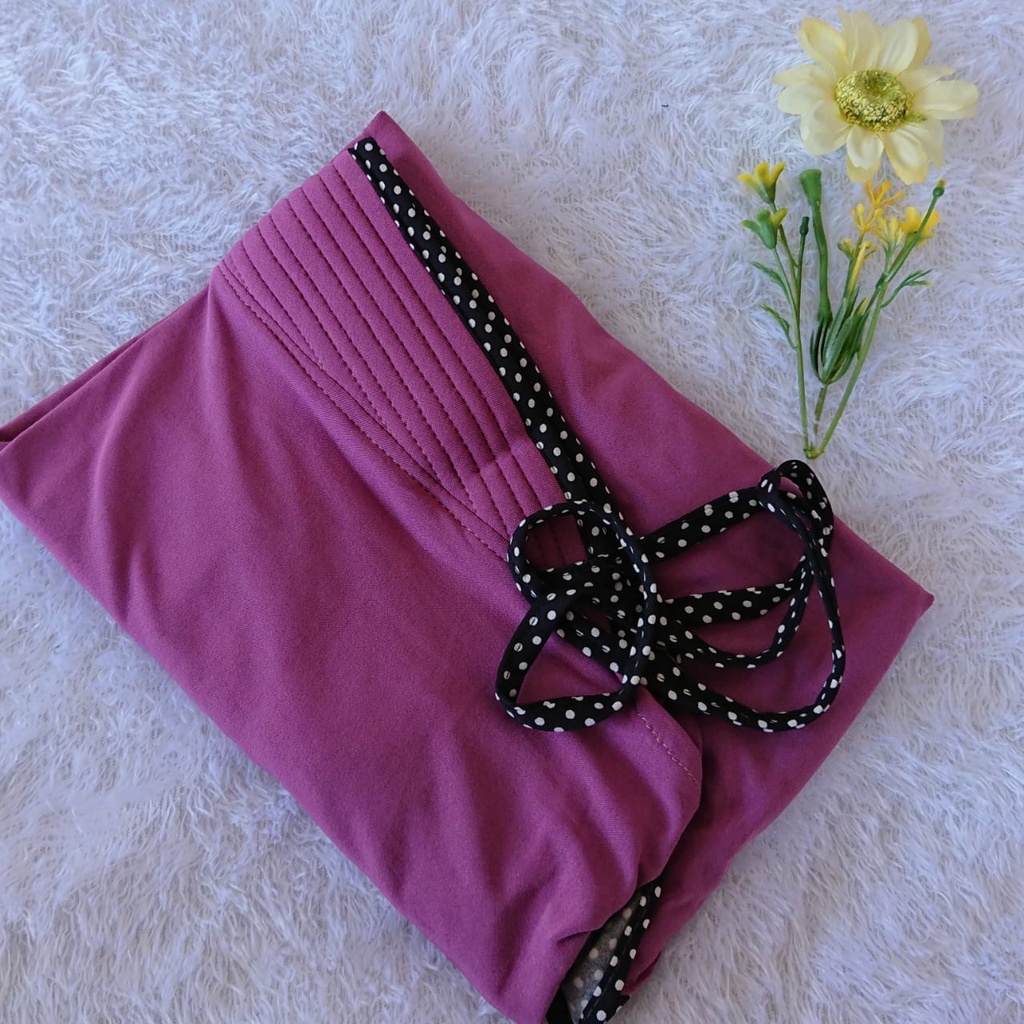 Jilbab Instan Inara Kombinasi Tali Polka/Hijab Harian Murah-Dusty purple