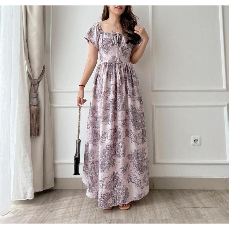 FS 8-994 Maxi Dress Areum Motif Abstrak Katun