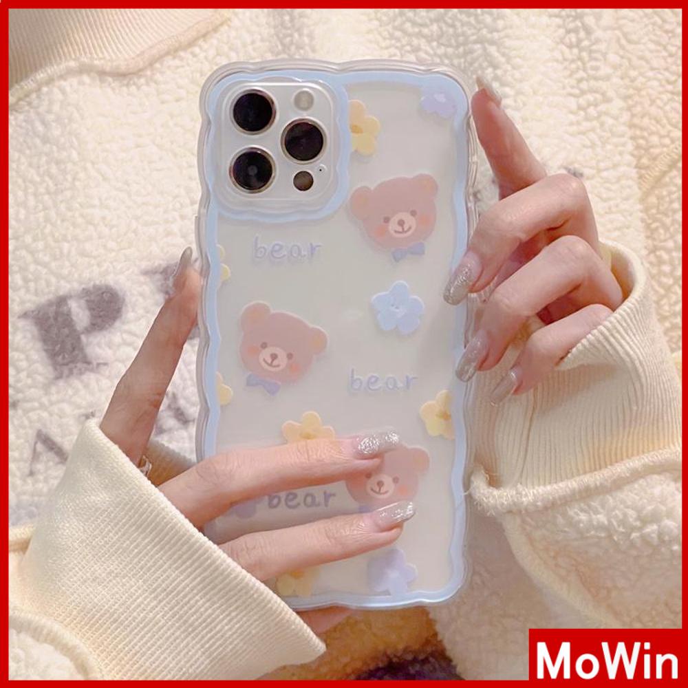 iPhone Case Silicone Soft Case Clear Case Wave Non-Slip Shockproof Camera Full Coverage Protection Flower Bear Cute For iPhone 13 Pro Max iPhone 12 Pro Max iPhone 11 iPhone 7 Plus