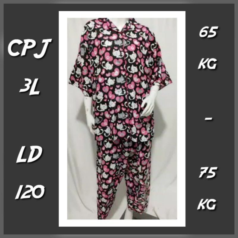 baju tidur jumbo wanita LD 120 Piyama set celana panjang lengan pendek perempuan dewasa setelan