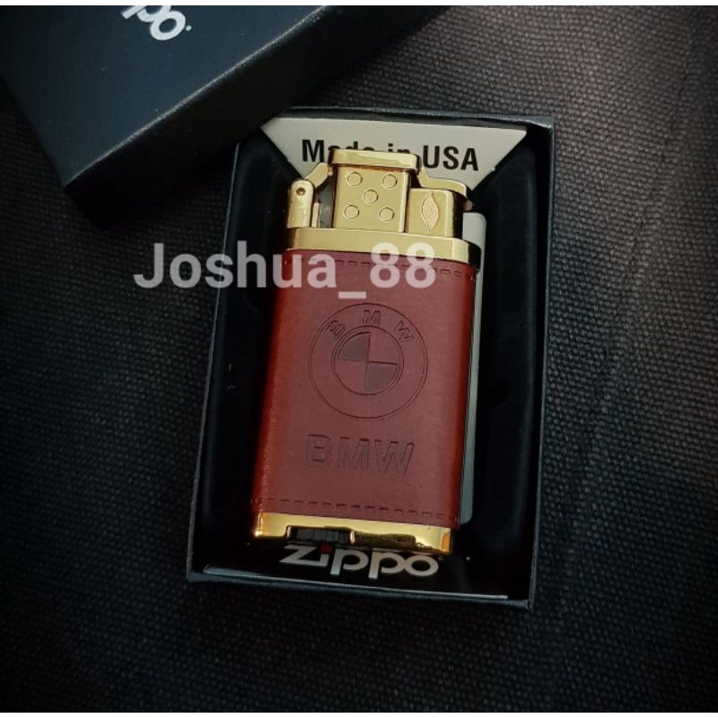 Korek Api Lighter Model Zippo Gas Bara BMW Mpower Gold Brown