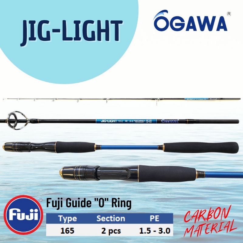 Joran Jigging Ogawa Jig Light 150 dan 165 pe 1.5 Solid Carbon Fuji ring guide