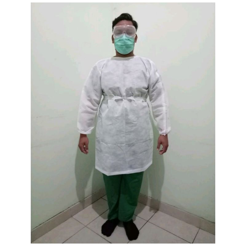 TURUN HARGA Gown Disposable putih 35gsm