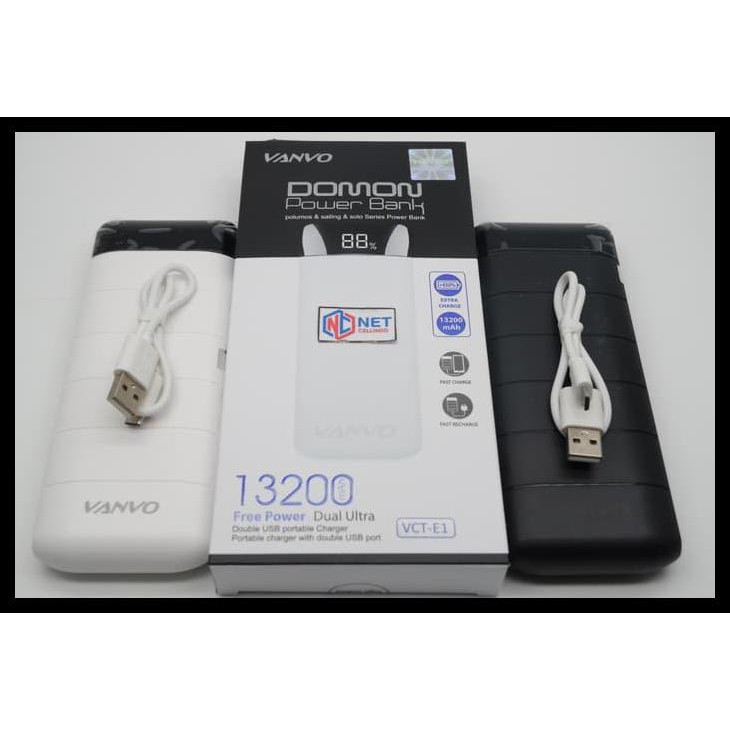 Power Bank Vanvo Vct - E1 13200Mah / Pb Vanvo Vct-E1 13200Mah - Putih