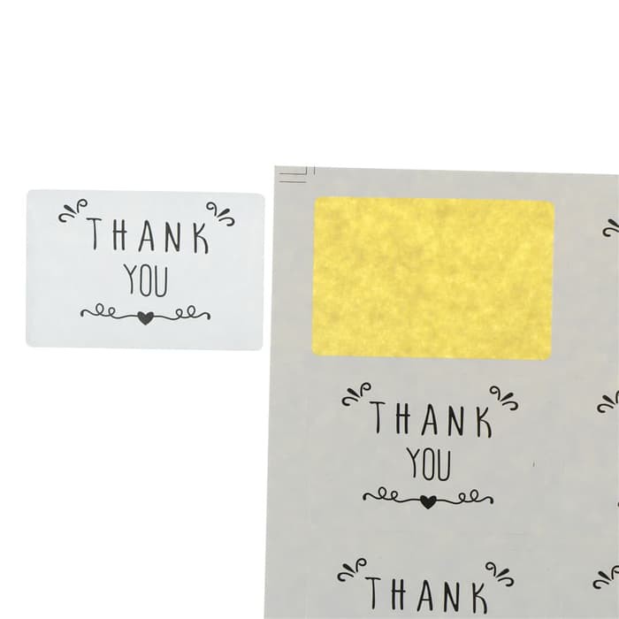 Paper Tags Sticker THANK YOU - White Rectangle 4x3cm (1sheet/42pcs)