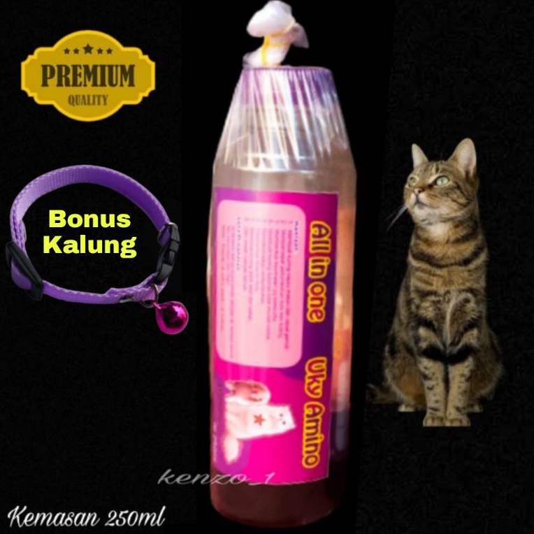 (Bonus Kalung) Vitamin Uky Amino 250ml Nafsu Makan Kucing Suplemen Bulu Rontok Kucing Hamil Menyusui pelebat Kitten