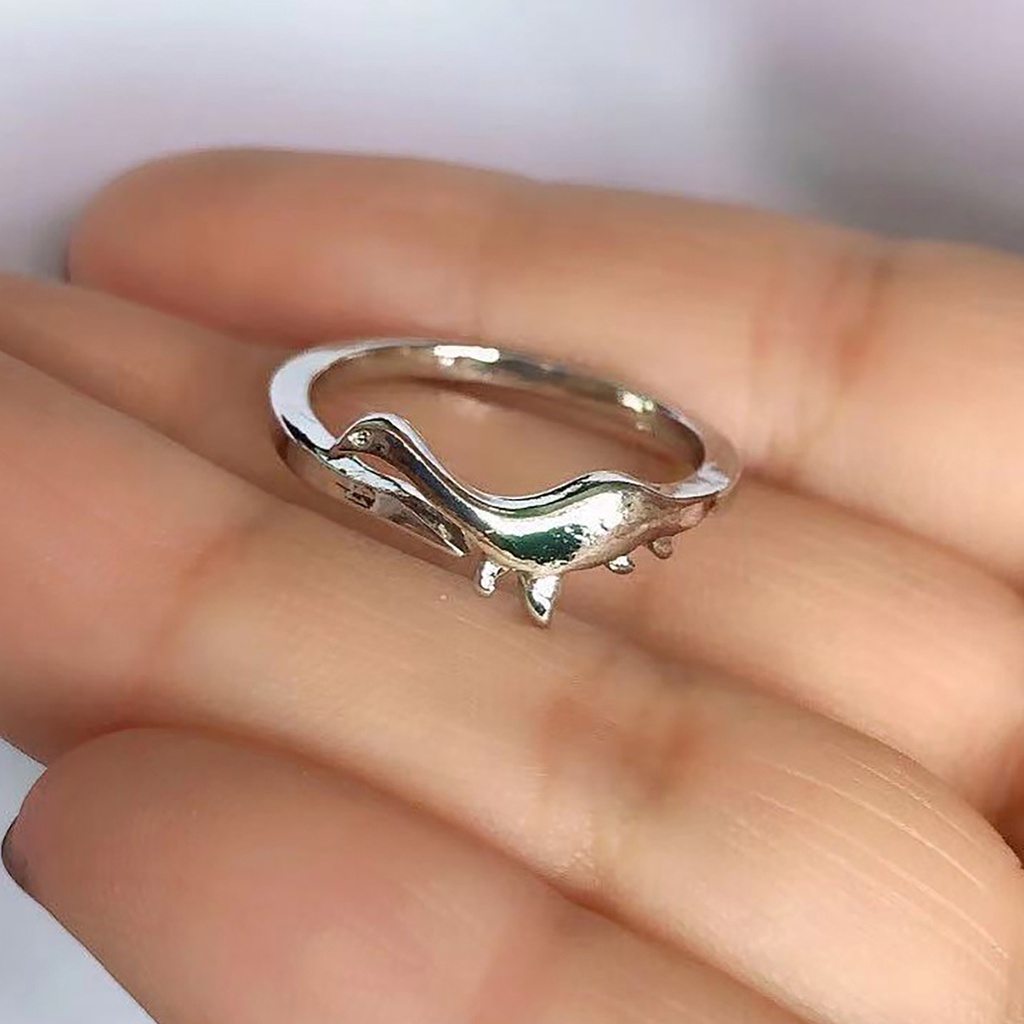 Hu Hu Hu Hu Hu Alat Bantu Pasang Kacamata♡ Cincin Model Terbuka Bahan Metal Desain Dinosaurus Adjustable Bebas Timah Untuk Wanita