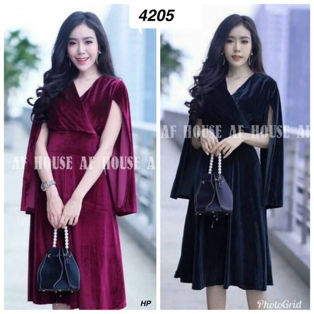 Mini dress bludru import dres bludru 4205(LD 90)