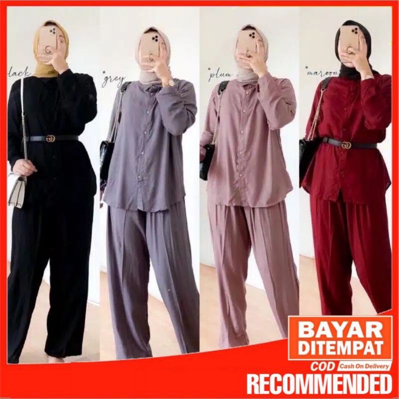 Setelan Rayon Polos Jumbo OverSize Lengan Panjang - Setelan Wanita Kekinian - Tie Dye Set / One set tye Die