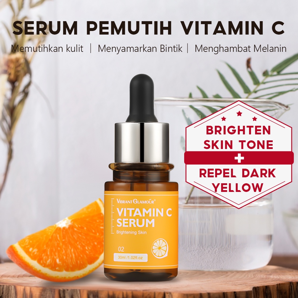 VIBRANT GLAMOUR Vitamin C Brightening Serum Whitening Essence Untuk Pelembab Wajah Pemutih Kulit Mencerahkan Serum Flek Hitam