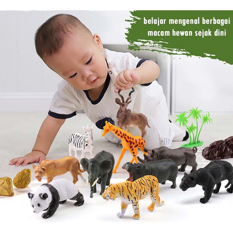 Mainan Anak Hewan Miniature Figur 58pcs dengan box kontainer Animals