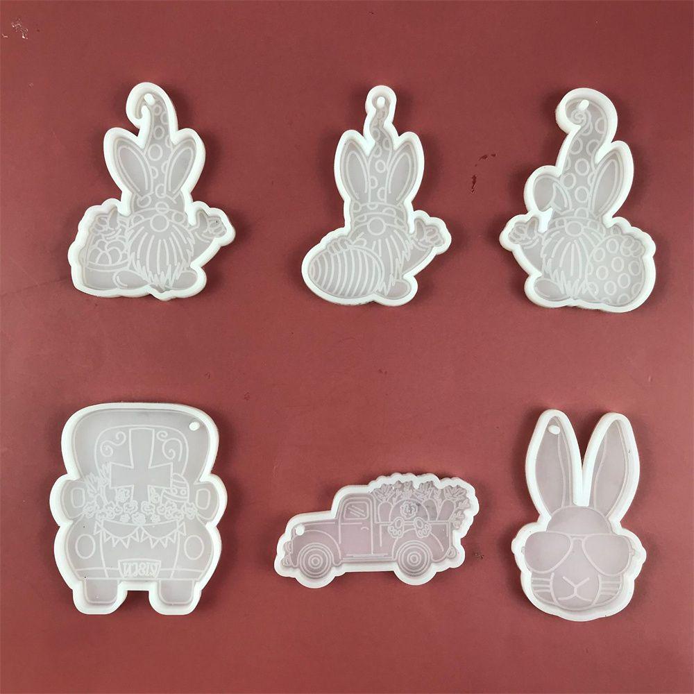 Suyo Cetakan Paskah Liontin DIY Cetakan Silikon Clay Mold Easter Bunny Telur