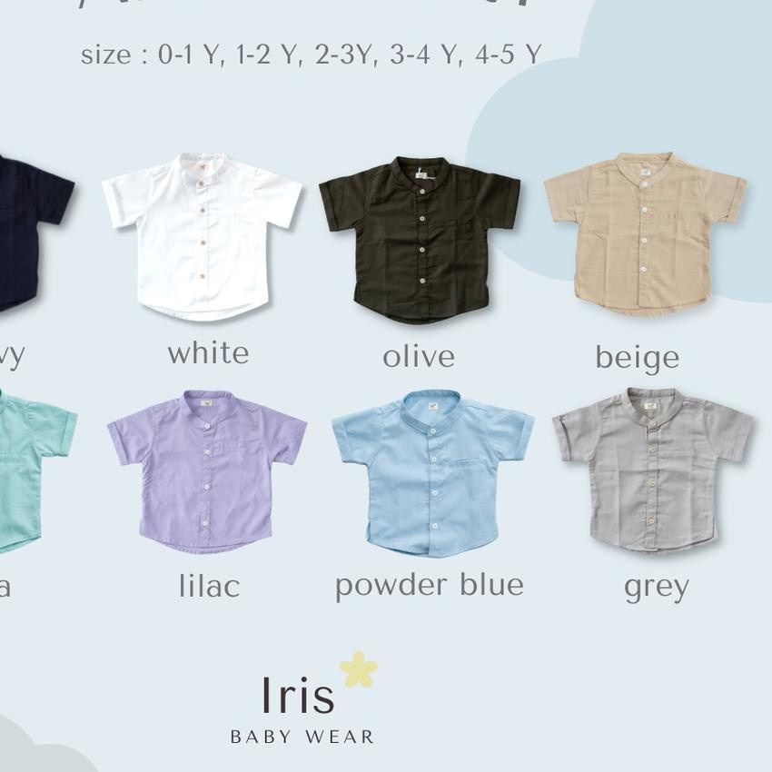 ♤ IRIS - ATASAN KEMEJA BAYI KOKO POLOS ANAK LAKI LENGAN PENDEK BAYI KEMKO ANAK KATUN LINEN BAJU BALI