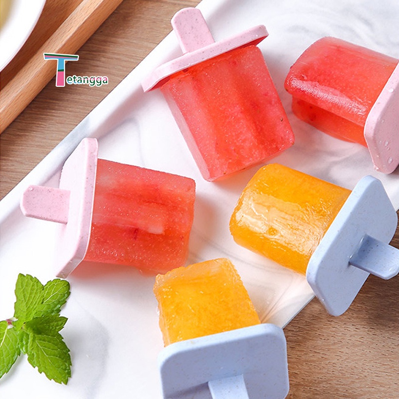 Cetakan Es Krim Stik Kotak Mini / Cetakan Ice Cream Stick Jelly  8 Slot Es Loli DIY Beserta Lucu Es Batu Bulat