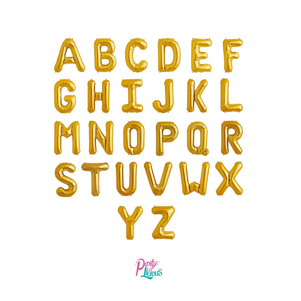Balon foil huruf ramping warna emas 40 cm