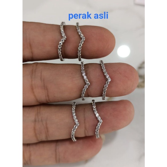 Cincin Cor mata baris, Perak 925, Sepuh Emas Putih