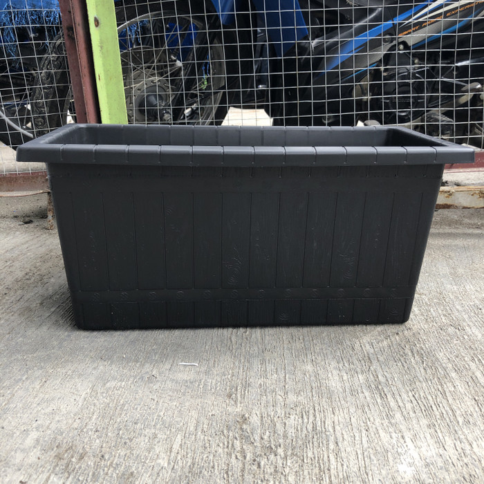 Pot bunga plastik gentong panjang 50 hitam bahan tebal