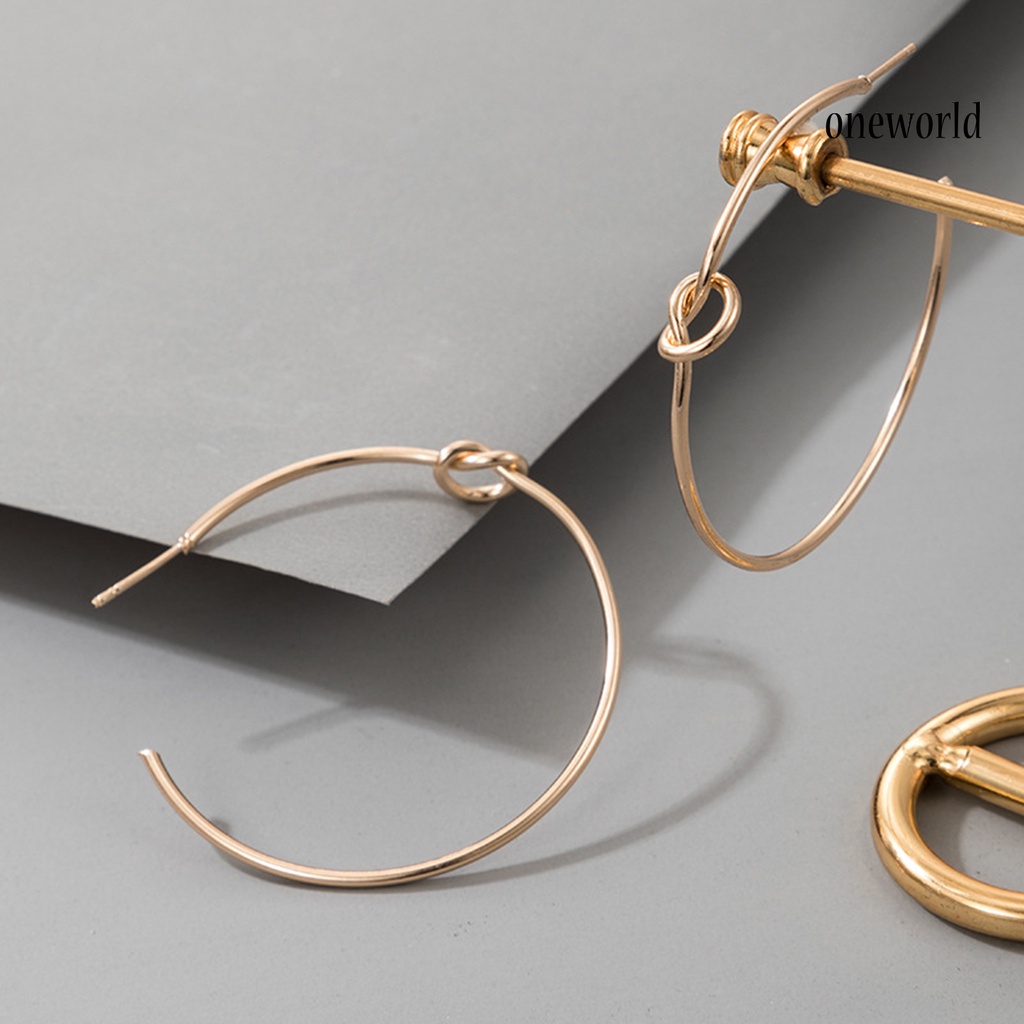 OW# Simple Earrings Hoop Geometry Big Circle Oversized Metal Hoop Earrings for Daily Wear