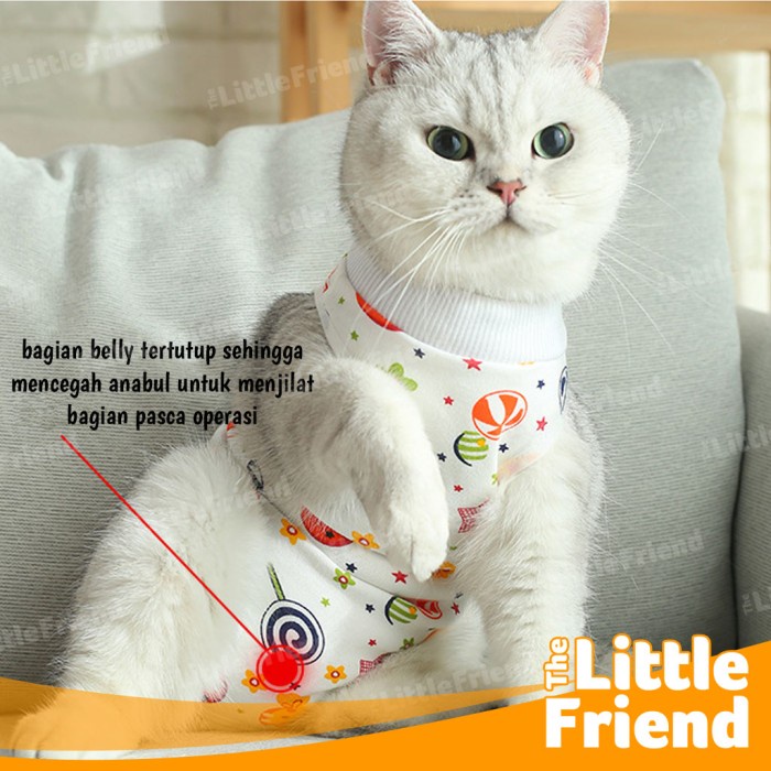 Baju Kucing Anjing Recovery Pasca Operasi Steril Cover Belly Bergambar