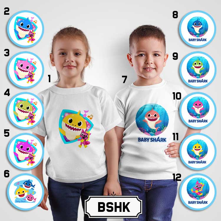 [KAOS ANAK] Baby Shark oblong custom tshirt laki perempuan boy girl santai rumah nama katun cotton