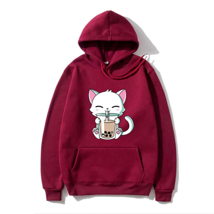 Sweater Hoodie Wanita BOBA CAT/ Bisa COD/ Kiky Terbaru!!!/ hoodie wanita