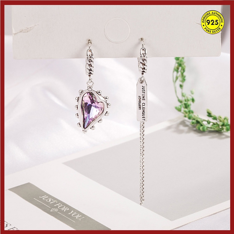 Anting Klip Silver S925 Bentuk Hati Hias Amethyst Gaya Retro Untuk Wanita U935