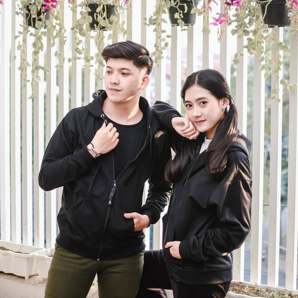 Sweater COUPLE POLOS HITAM ZIPER / Sweater POLOS COUPLE HITAM SLETING