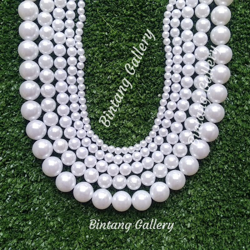 Mutiara ringan 6 / 8 / 10 / 12 mm putih per renteng