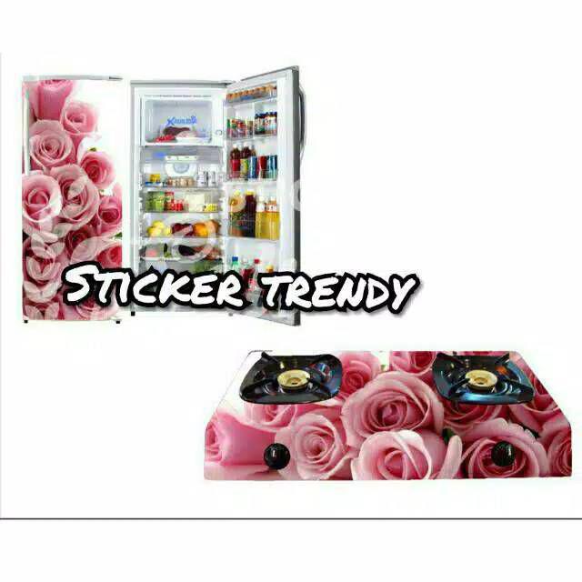 Stc Set Kulkas 2pintu N Kompor Motif Bunga Dll