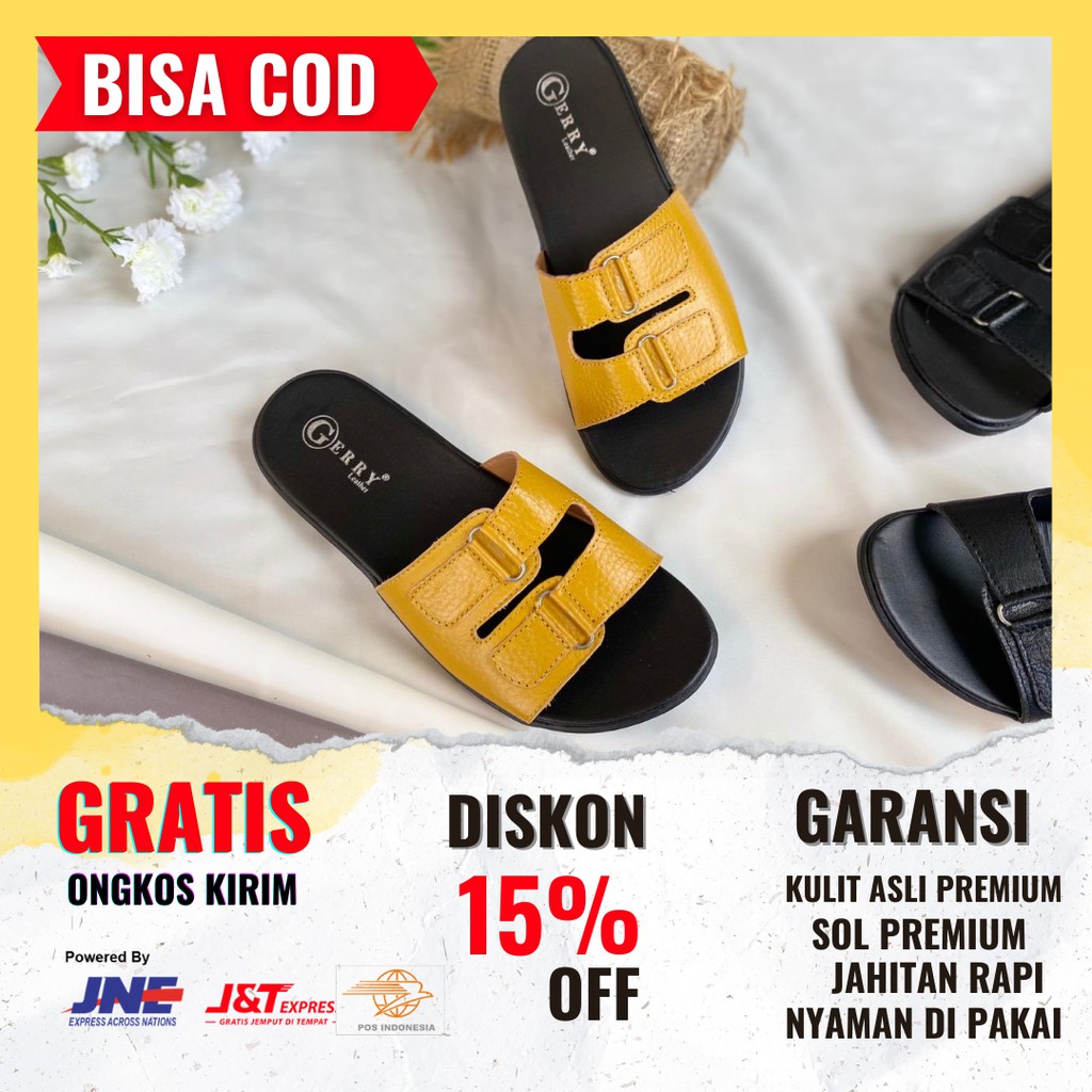 Sandal Cewek Kekinian | Sendal Selop Wanita Kulit Asli | Sandal Perempuan Papirut Garut SK-15