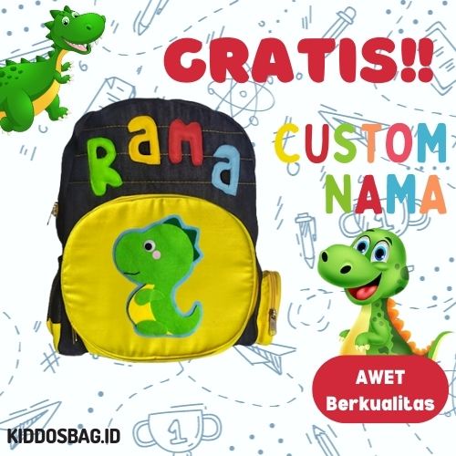 TAS KARAKTER ANAK SEKOLAH PAUD TK SD BOCIL PEREMPUAN LAKI-LAKI TAS CEWEK COWOK CUSTOM NAMA DAN WARNA