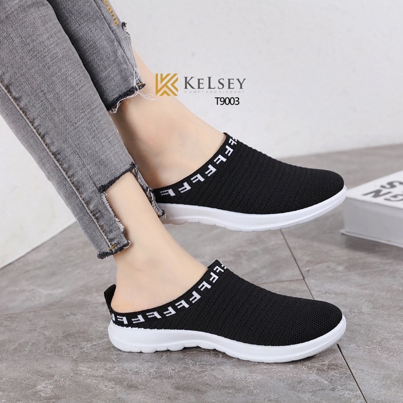 (GRATIS ALAS KAKI) NICOLE SANDAL SLIP ON WANITA KELSEY T9003 SANDAL SELOP WANITA Sepatu Wanita Import Slip On Soft Kanvas Elastis Anti Slip