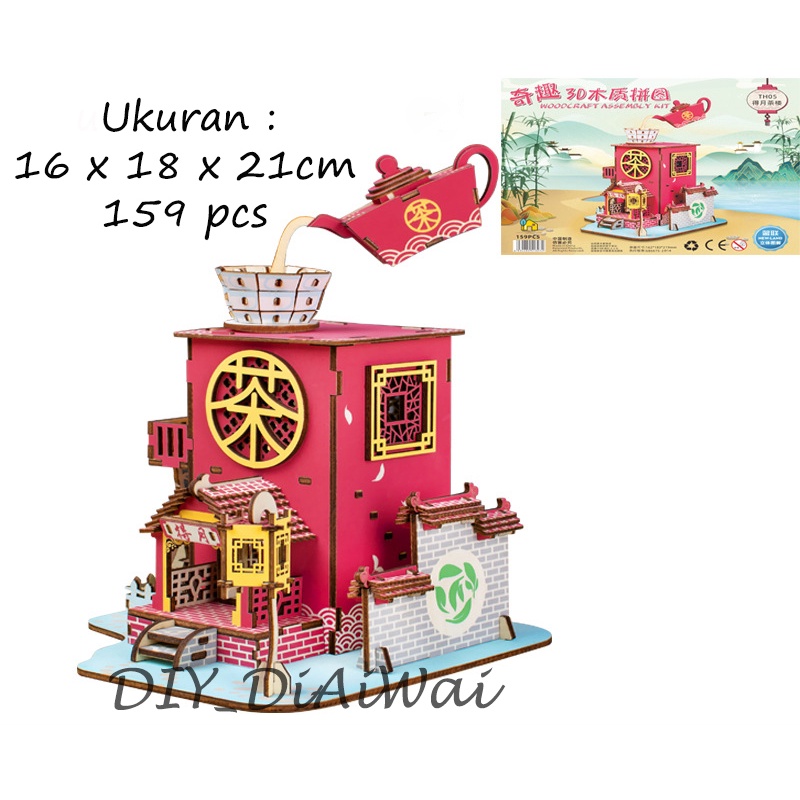 Puzzle kayu mainan / mainan puzzle / mainan edukasi / puzzle 3d - De Yuan Tea House