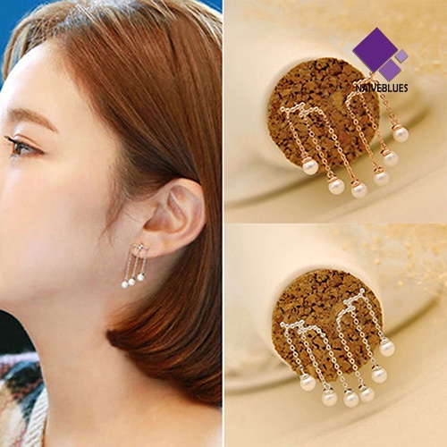 Naiveblue &gt; Anting Tusuk Gantung Rumbai Mutiara Imitasi Elegan Untuk Wanita Charms