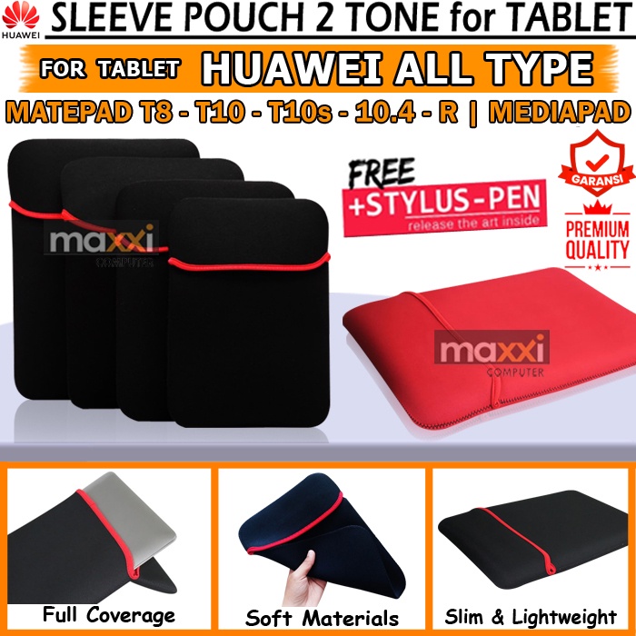 Sleeve Pouch Case Casing Cover Sarung Tab Tablet Huawei Matepad Mate Pad T8 T10 T10s 10.4 R 11 Mediapad M1 M2 M3 T5 M5 Docomo Dtab D02k D01j D01h 7 8 10 11 Inch