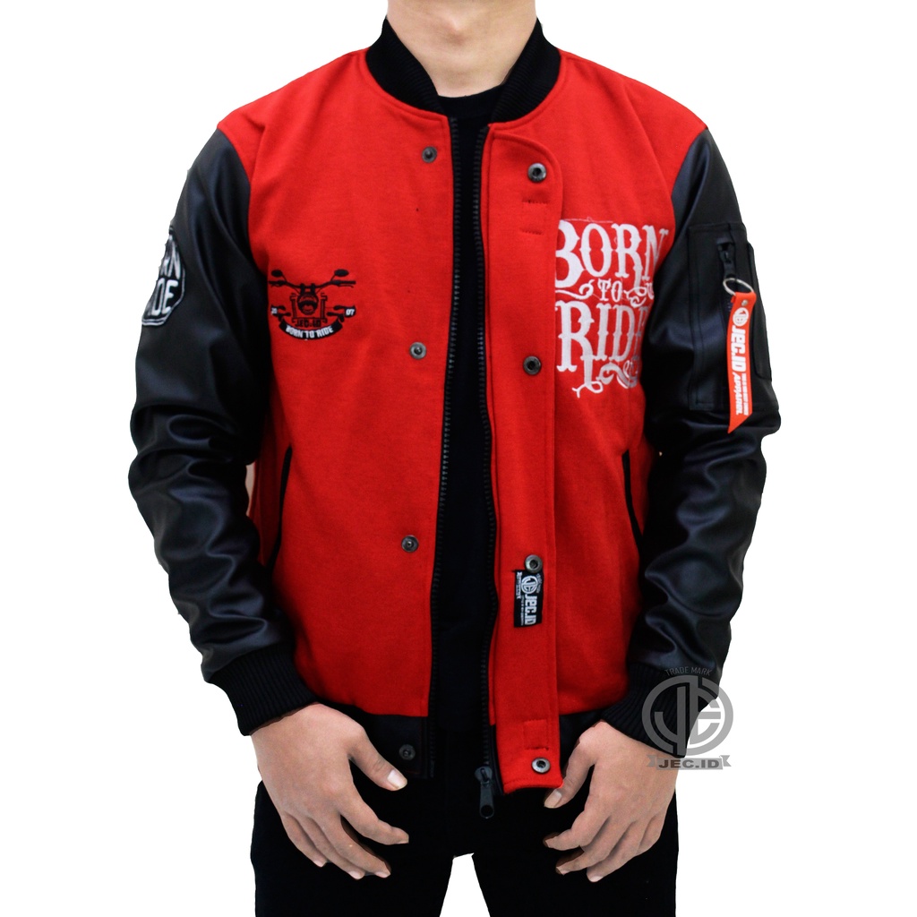 Jaket Bomber Baseball Karlit Varsity Merah To Ride Distro JEC ID