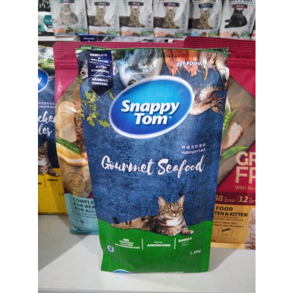 Makanan Kucing Snappy Tom Dry Food 1,5kg-Gourmet Seafood