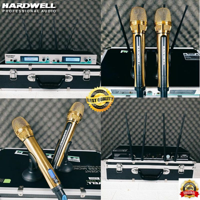 Mic wireless Hardwell ROCKSTAR 5200 ( ORIGINAL ) 2 Mic Handheld SPECIAL GOLD EDITION TERMAHAL