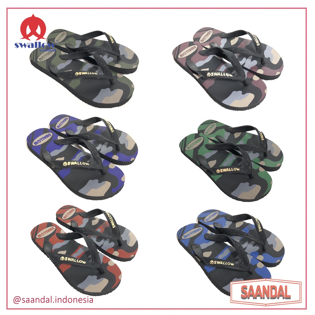 Sandal Jepit Swallow Camo Tentara Pria Laki-laki Tebal (BISA SATUAN COD)