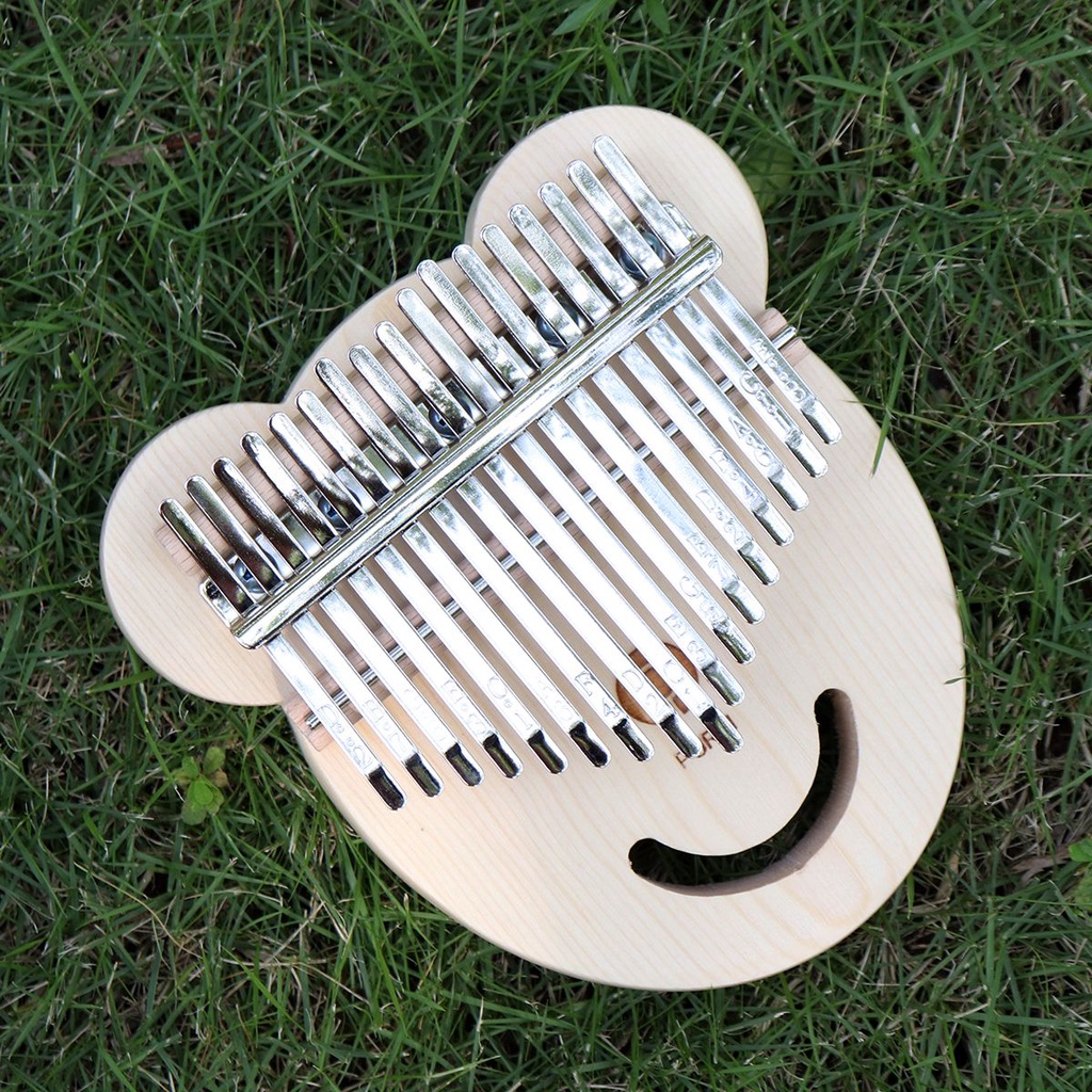 Kalimba Mbira Piano Jempol 17 Kunci Bentuk Wajah Beruang Bahan Kayu Cemara Dengan Tuning Hammer